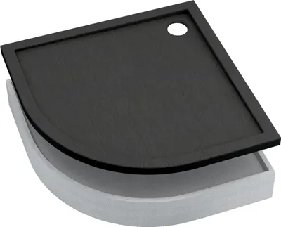 Produktbild von AQUABAD® Duschwanne SET Basic Black Stone 80x80cm R55 Viertelkreis inkl. Styroporträger