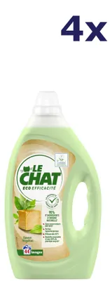 Produktbild von 4x Le Chat Flüssigwaschmittel „Eco Efficacité“ mit pflanzlicher Seife, 1,89 l, 44 Stück
