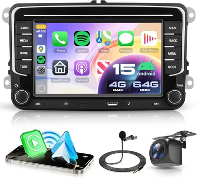 Image de Écran Android 15 pour voiture, écran tactile HD de 7 pouces avec GPS et Wi-Fi, et 4 Go de RAM