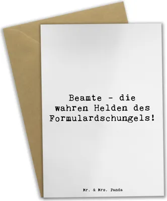 Produktbild von Mr. & Mrs. Panda Glückwunschkarte Spruch Beamtin Heldin - Weiß - Geschenk, Bürokratie, osterkarte, osterkarten, Berufe, weihnachtskarten, Grußkarten, Anerkennung, Witz