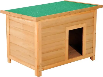 Image de Niche en bois pour chien - Maison pour chien - 82×58×58 cm - Toit bitumé pliable - Résistant aux intempéries - Marron clair