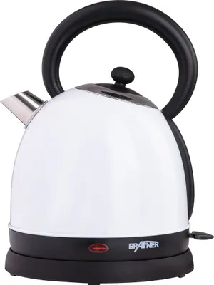 Produktbild von Grafner Retro Wasserkocher 2200 Watt, 1,8 Liter, Edelstahl-Korpus, Wunschfarbe, entnehmbarer Kalkfilter, kabellos, Überhitzungsschutz, BPA-Frei, Cool-Touch, Wasserstandsanzeige (Weiß)