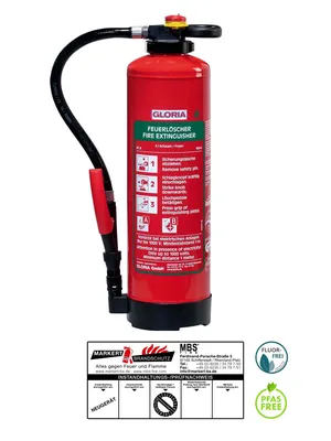 Immagine prodotto di Gloria SB6PRO Estintore a schiuma senza fluoro da 6 l + adesivo senza fluoro
