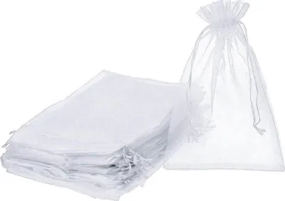 Produktbild von Organza-Geschenkbeutel 20 x 30 cm (50 Stück) - Für Geburtstag und Hochzeit - Weiß