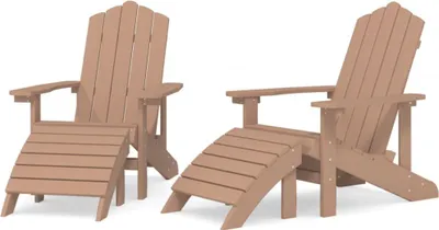 Produktbild von vidaXL Adirondack-Gartenstühle 2 Stk. mit Hockern HDPE Braun