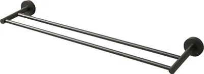 Produktbild von Balneo | Doppel Handtuchstange Edelstahl anthrazit GUN METAL | Handtuchhalter 60 cm QUBE Rostfrei | Badetuchstange für Badezimmer