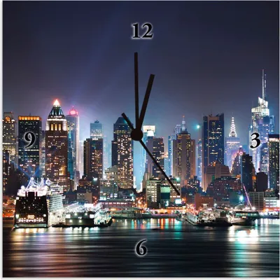Produktbild von ARTland Wanduhr auf Alu Quarzuhr - silberne Zeiger New York City Times Square Größe: 30x30 cm