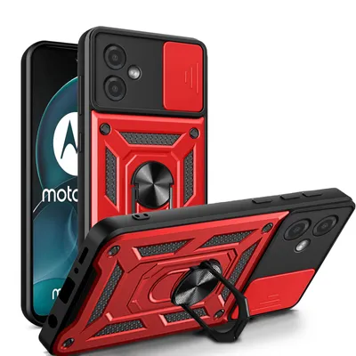 Produktbild von Outdoor Panzer Hülle Motorola Moto G14 Handyhülle mit Kameraschutz Ringhalter Rot