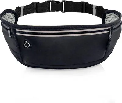 Produktbild von Laufgürtel – Schwarz – 43 x 10 cm – Wasserdichter Hüftbeutel mit verstellbarem Riem – Für Damen und Herren