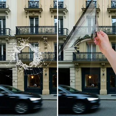 Produktbild von DIMEXACT - DIMEXACT Sicherheitsfolie Einbruch-, Splitter- und Graffitischutz für Fenster, Hellsilber - 125 My, Breite 1,52 m, Rolle -152 cm x 10 m - en Rouleau