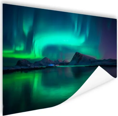 Produktbild von MuchoWow® Poster Nordlichter - Berge - Norwegen 60x40 cm - Schlafzimmerdekoration