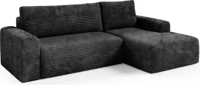 Produktbild von Folgarida - Schlafsofa mit Ottomane, 268x163 cm Schwarz, Stauraum