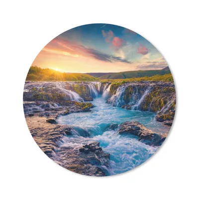 Produktbild von MuchoWow® Mauspad Mousepad Wasserfall - Pflanzen - Moos - Landschaft - Sonnenuntergang - Fels 20x20 cm - Mousepads - Maus Mat - Pad - Mausunterlage - Schreibtischmatte