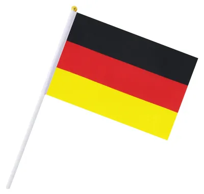 25 Deutsche Handfahnen aus Polyester, 14 x 21 cm, mit Mast