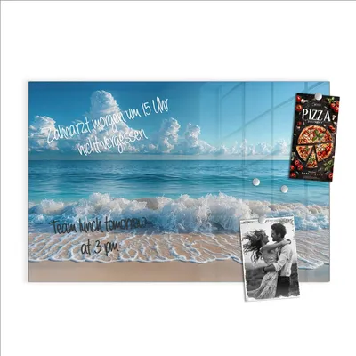 Produktbild von Magnettafel 60x40cm Pinnwand Whiteboard beschreibbar - Meereswellen
