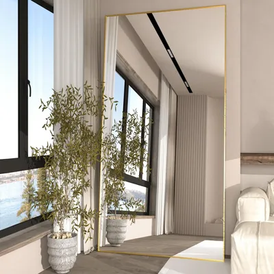 Image de Miroir sur pied 198 x 96 cm - Miroir debout - Grand miroir - Coins arrondis
