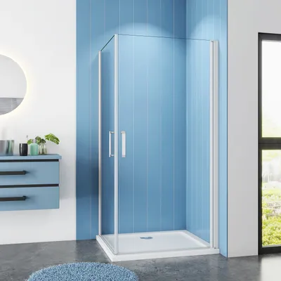 Produktbild von 90x70x185cm ESG Nano Glas Drehtür Eckeinstieg Pendeltür Duschkabine  eloxierten mit mit Elektrophorese