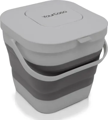 Produktbild von YourCasa® Biomülleimer Küche für Biomüll - Komposteimer Küche - FALTBAR Campingmülleimer - 4L Fassungsvermögen Grau-Grau
