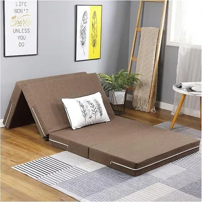 Imagen del producto de Colchón plegable para invitados, esterilla plegable de espuma viscoelástica para viajes, camping, suelo, cama de invitados. Colchón plegable para invitados, funda lavable (color caqui, 120 x 200 x 5 cm)