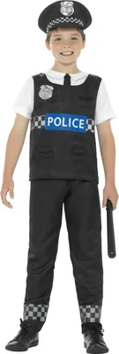 Zdjęcie produktu dla Czarno-biały kostium policjanta dla chłopców w wieku 4-6 lat (115/128 cm)