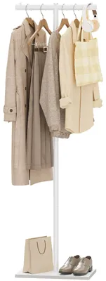 Metall-Kleiderständer T-Design, freistehend, 175 cm, weiß