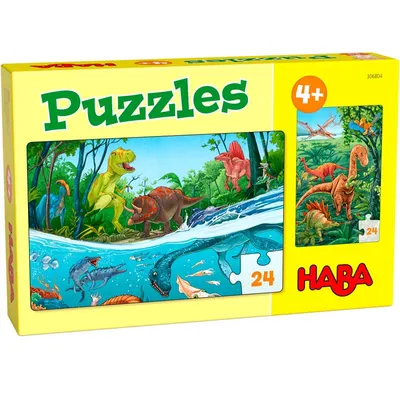Produktbild von 2 x 24 Teile HABA Kinder Puzzle Dinos 1306804001
