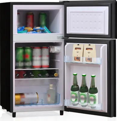 Produktbild von AIORBER 72L Mini-Kühlschrank, schwarze Glastür, 39 dB, 7 Temperaturstufen, LED-Beleuchtung,für Küchen, Wohnräume, Wohnwagen, 49x44,5x86,5cm, Schwarz