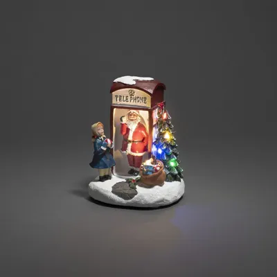 Produktbild von Konstsmide Telephone Box Santa LED, Leichte Dekorationsfigur, Mehrfarbig, Polyresin, Universal, IP20, 6 h