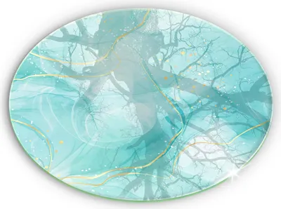 Produktbild von Glasplatte für Grabkerzen Gummifüße Glas Motiv - 30 cm - Blaugoldene Abstraktion