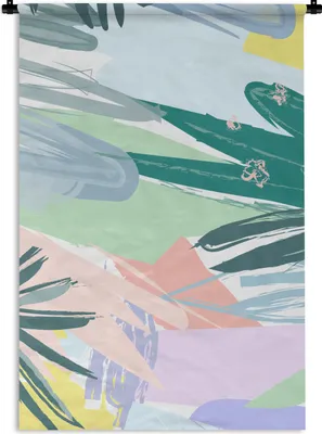 Produktbild von MuchoWow® Wandteppich Wandbehang Sommer - Abstrakt - Grün 90x135 cm Tapisserie Dekoration Wandtuch - Baumwolle - Wandskulptur