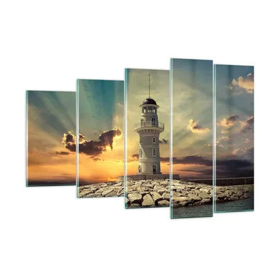 Produktbild von Bilder auf glas - Leuchtturm Wasser Meer Steine - 150x100cm - Glasbilder - Wandbilder - Kunstdruck - zum Aufhängen bereit - Wanddekoration aus Glas - Glas Bilder - Wandbild auf Glas - GEG150x100-2895