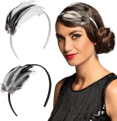Produktbild von Flapper Haarreif schwarz & weiß - Faschingskostüm 20er Karneval