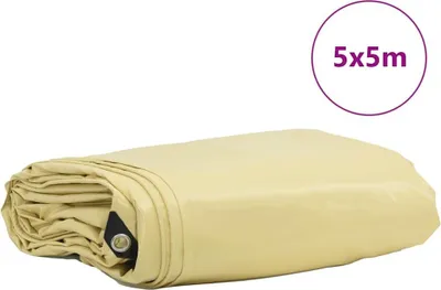 Obrázek produktu pro vidaXL Plachta 650g / m² Béžová 5 x 5 m Plátno s PVC vrstvou