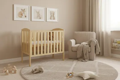 Produktbild von Beistellbett, Babybett  Compact 100x50cm Höhenverstellbar Beißschienen Matratze Natur