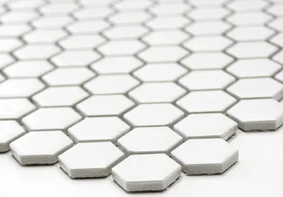 Produktbild von Handmuster Mosaik Fliese Keramik Hexagon weiß matt Wand Dusche Fliesenspiegel Wandfliesen MOS11A-0111_m