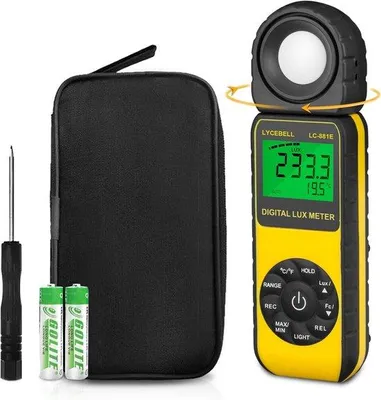Productafbeelding van Lichtmeter Tot 300.000 Lux met Draaibare Sensor en LCD Scherm voor Fotografie en Plantengroei
