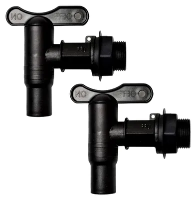 Produktbild von 2er Set Wasserhahn für Regentonne, Kunststoff-Auslaufhahn in schwarz