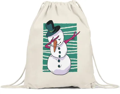 Produktbild von Schneemann Turnbeutel Gymsack Winter Weihnachten Schnee Frohes Fest Merry Christmas Schneelandschaft Weihnachtsparty