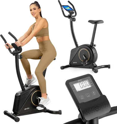 Image de Gymtek® Vélo d'appartement magnétique, vélo pour la maison - jusqu'à 120kg - 8 niveaux de résistance, masse d'inertie de 5kg - écran LCD - pour Home Gym Fitness