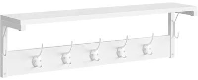 Produktbild von Wandgarderobe mit 7 Haken und Ablage, Weiß, 70 x 15 x 25 cm