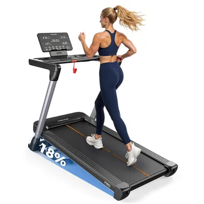 Produktbild von YOSUDA Zusammenklappbares Elektrisches Laufband 1-14km/h | 18% Elektrische Steigung, Hohe Belastbarkeit, HD-Display mit Bluetooth & App Steuerung
