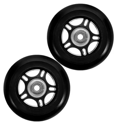 Produktbild von 2 Stück Kofferrollen 76mm x 24mm aus Gummi und Metall, geräuscharme Ersatzräder für Gepäck