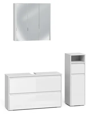 Imagen del producto de Conjunto de muebles de baño de 3 piezas Vicco Majest Blanco alto brillo/Blanco 3 piezas, Model 71734