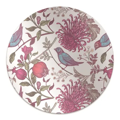 Produktbild von Rundmatte - Stuhlunterlage Bürostuhlunterlage - Rund Ø 100 cm - Bodenmatte - Fußmatte - Vögel und Blumen