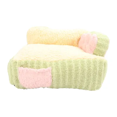 Image de ZELURXX Canapé moelleux pour chat, lit avec housse amovible et lavable, doux et confortable, lit pour animaux de compagnie pour chiots/petits chiens, vert