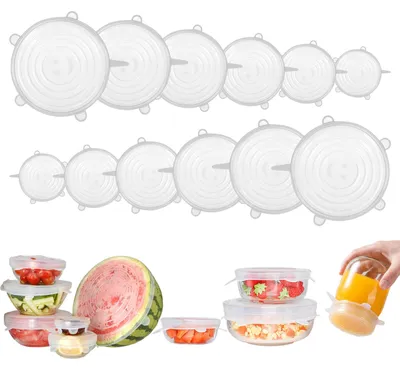 Silikondeckel, 12 Stück, 6 Größen, universell, wiederverwendbar