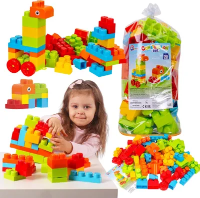 Image de jeu de 70 briques aux couleurs vives, construction 6801
