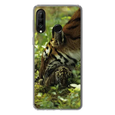Produktbild von MuchoWow® Handyhülle Schutzhülle Hülle für Huawei P30 Lite Tiger - Pflanzen - Jungtier Silikon Softcase Handy Hülle - Handyhülle
