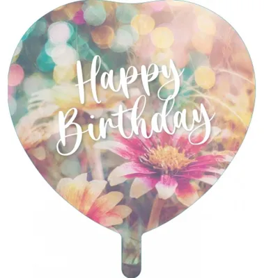 Produktbild von Folienballon Happy Birthday Herz bunt 19 x 13,5 cm
