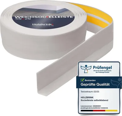 Produktbild von HOLZBRINK Weichsockelleiste selbstklebend PVC 50x20mm, 1 m | Küchenleiste Arbeitsplatte | Abschlussleiste selbstklebend für Badezimmer | Farbe: Birke